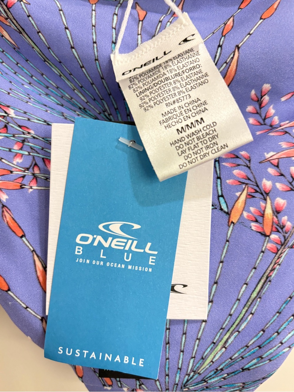 NWT O’Neill Reversible Rockley Bikini Bottom Medium MD Lavender Botanical Floral - Picture 6 of 11